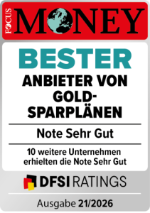 Focus Money Auszeichnung: Bester Anbieter Goldsparpläne 2026